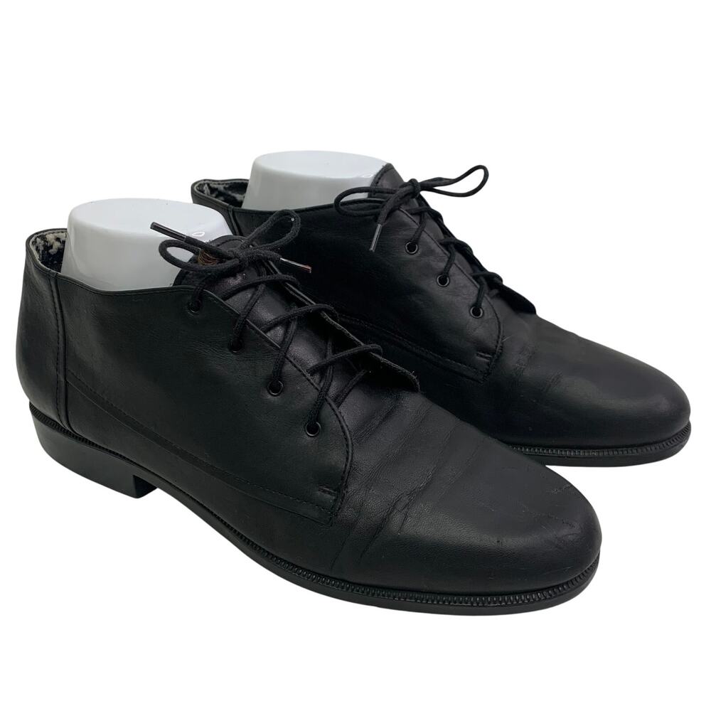 Easy Spirit Mens 9.5 Chukka Style Lace Up Oxford Dress Shoes Black Leather
